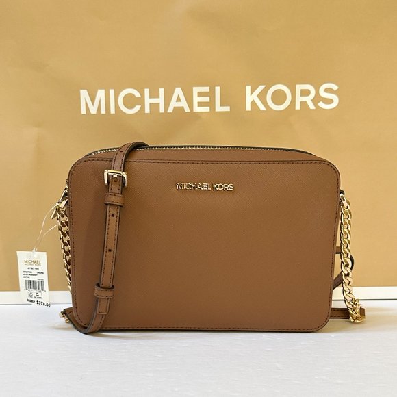 Michael Kors Jet Set Item East West Large shoulder Crossbody Bag Luggage - Picture 1 of 11